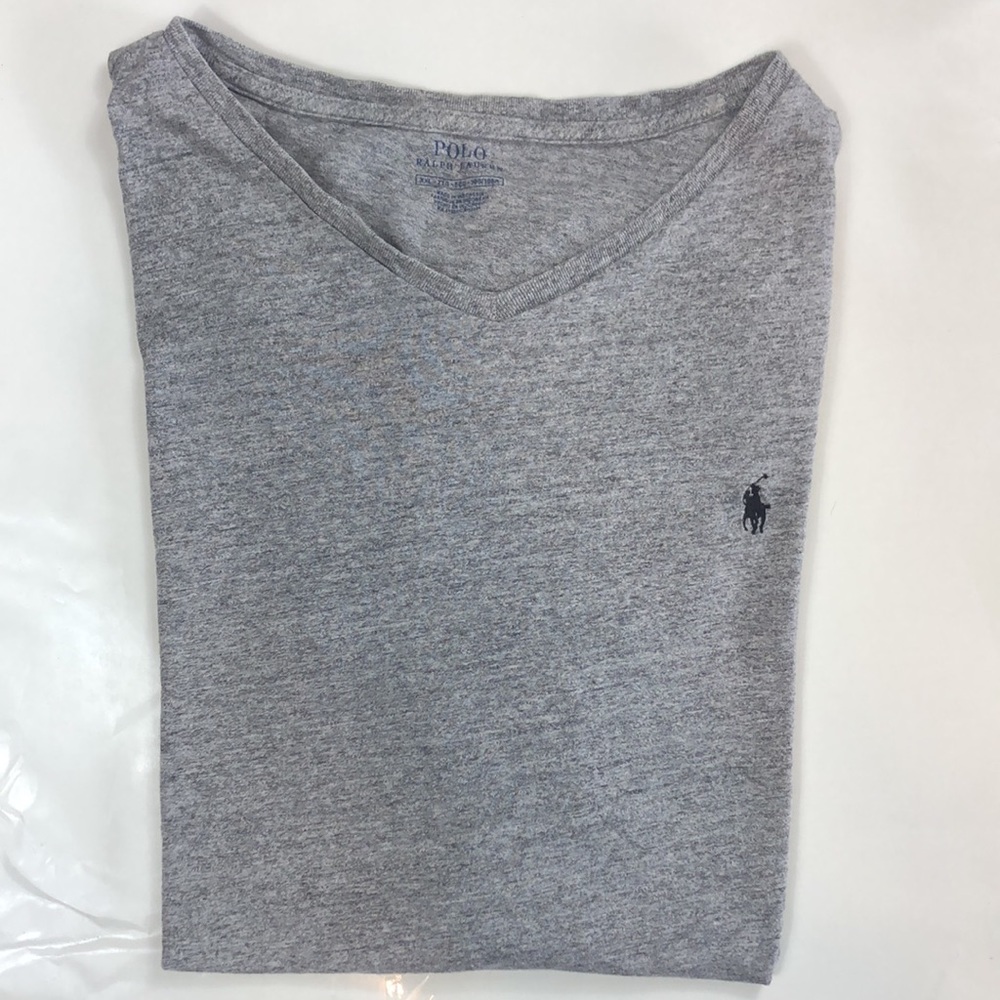 Polo Ralph Lauren Gray Blue Horse Logo VNeck Short Sleeve